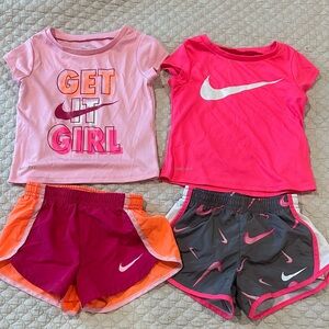 Nike Girls Pink & Magenta Athletic Tee and Shorts Set 2 - 3 yrs